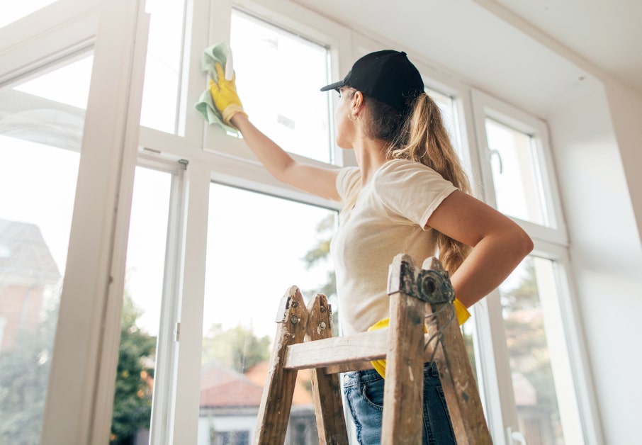 Fensterfront wird professionell und streifenfrei gereinigt